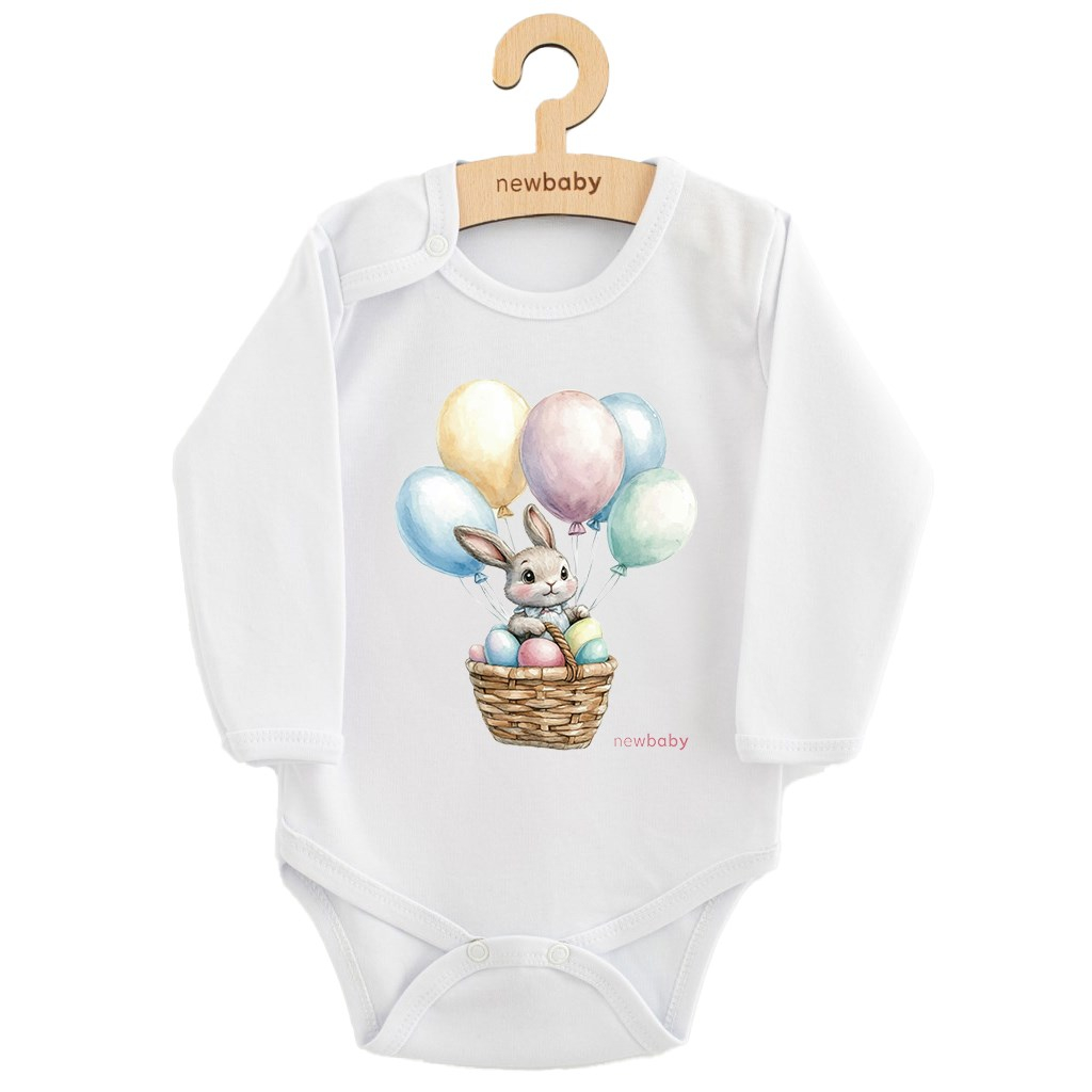 Detské body s potlačou New Baby Králiček s balónikmi 74 (6-9m)
