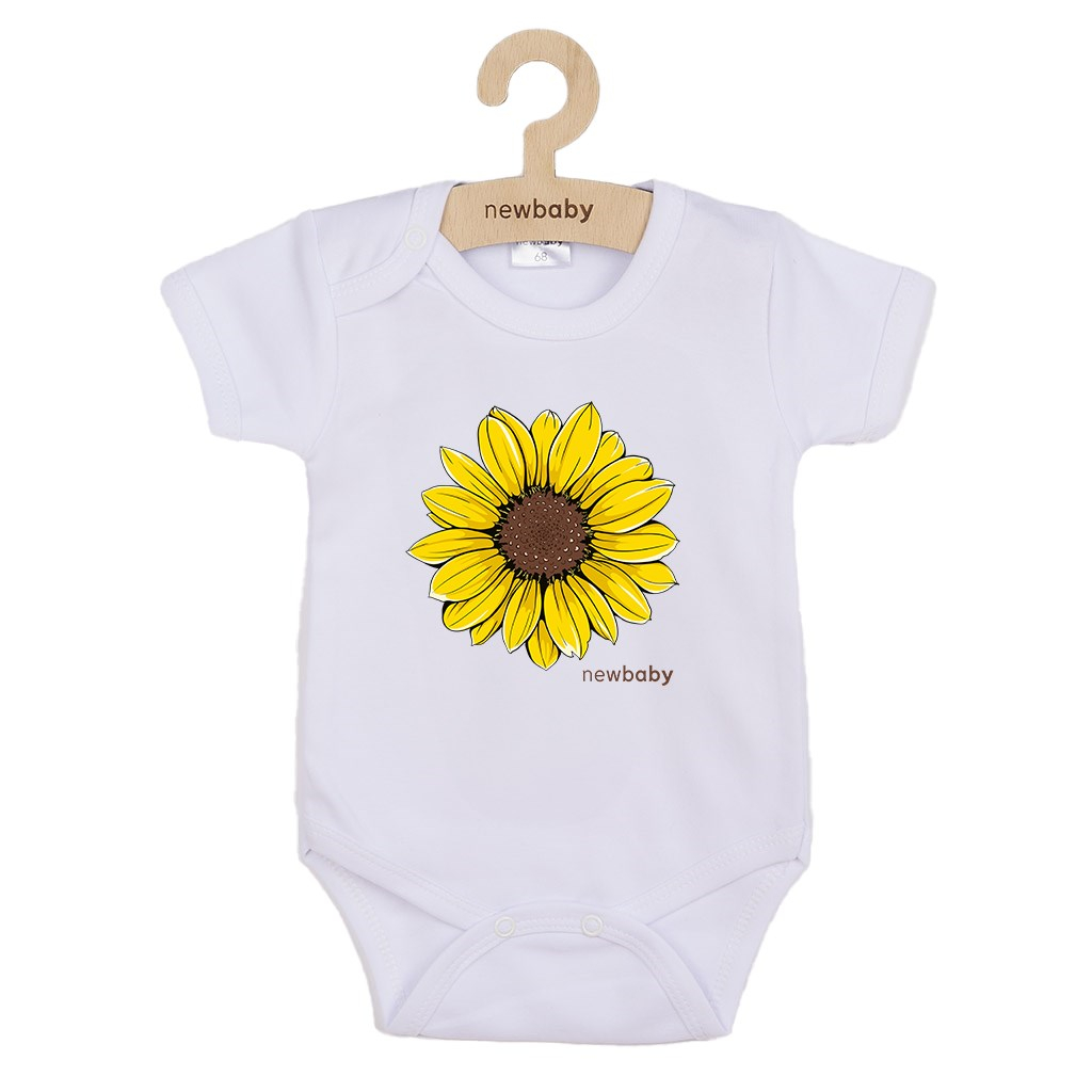 Detské body s potlačou New Baby Slnečnica - krátky rukáv 62 (3-6m)