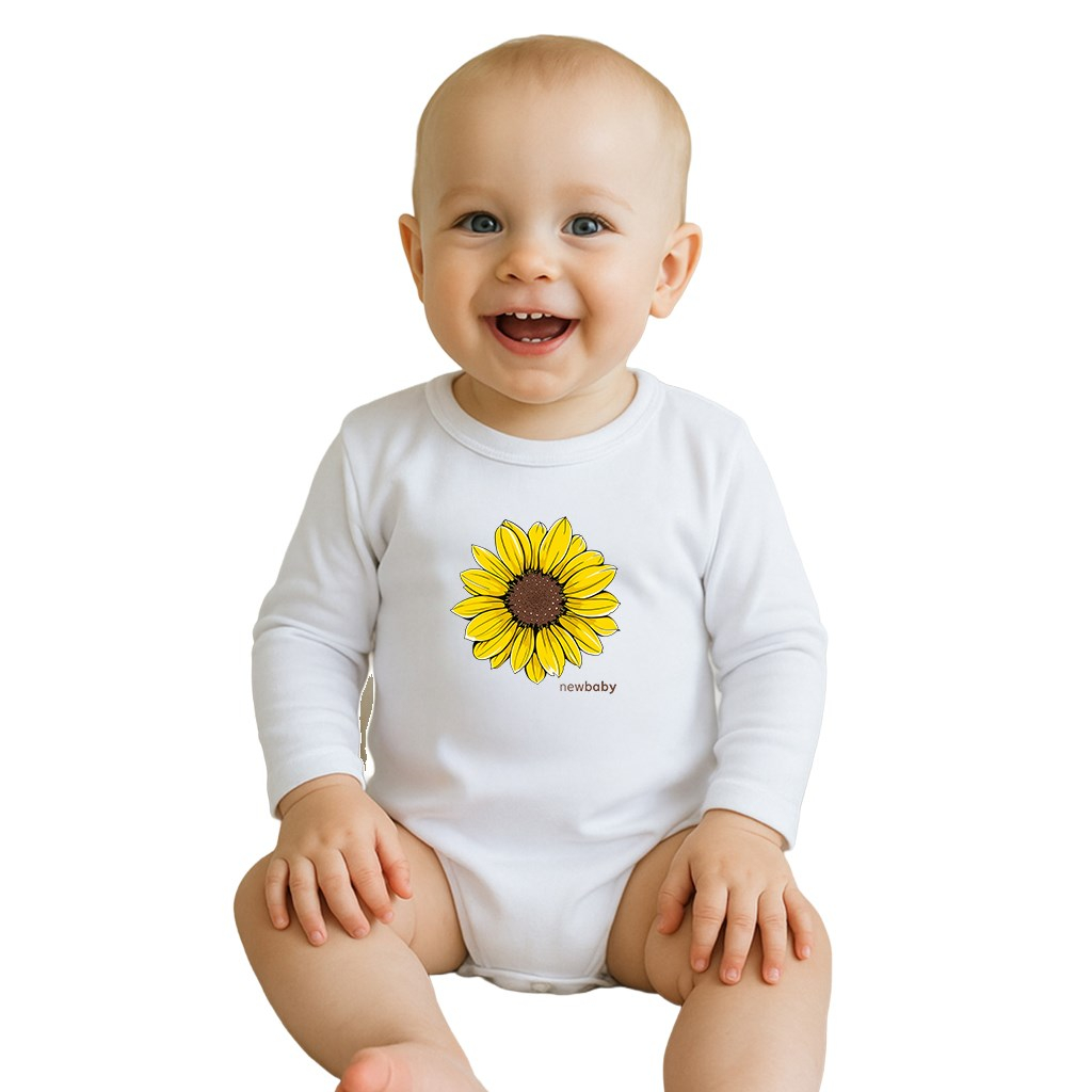 Detské body s potlačou New Baby Slnečnica - krátky rukáv 68 (4-6m)