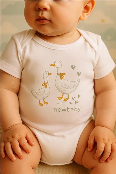 Detské body s potlačou New Baby Husičky 62 (3-6m)