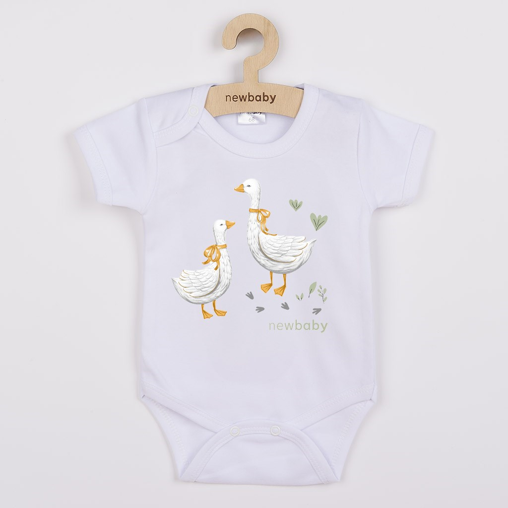 Detské body s potlačou New Baby Husičky - krátky rukáv 56 (0-3m)