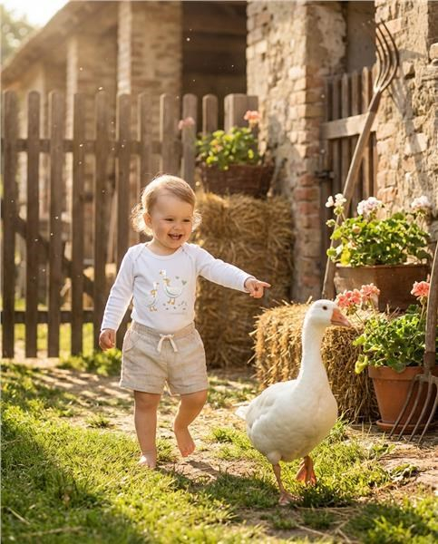 Detské body s potlačou New Baby Husičky - krátky rukáv 74 (6-9m)