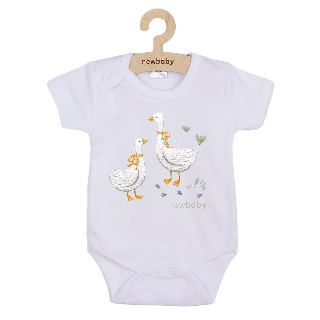 Detské body s potlačou New Baby Husičky - krátky rukáv 80 (9-12m)