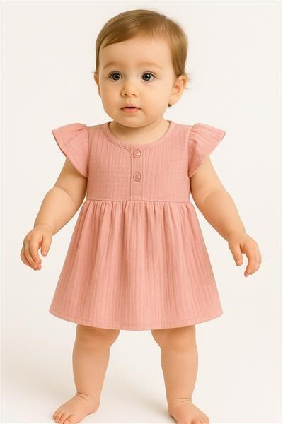 Dojčenské mušelínové šaty New Baby pink 56 (0-3m)