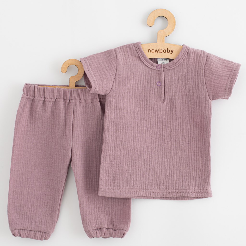 Kojenecká mušelínová súprava tričko a nohavice New Baby lavender 62 (3-6m)