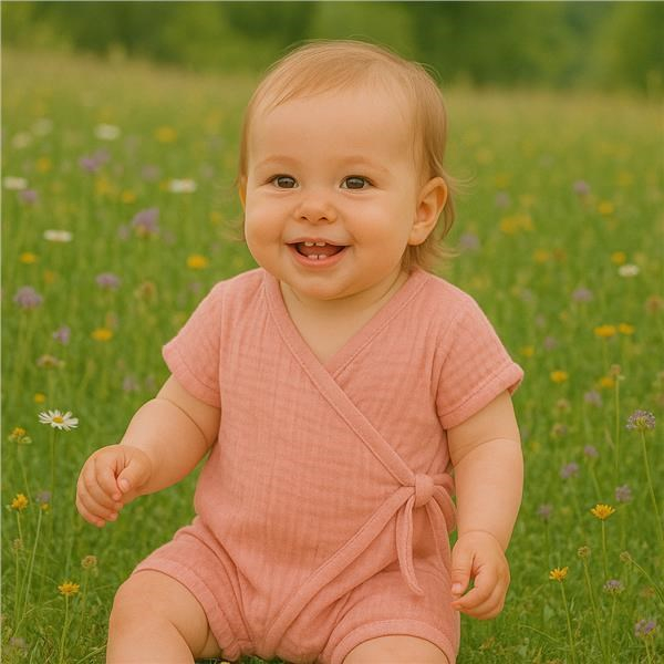Dojčenský letný mušelínový overal New Baby pink 74 (6-9m)