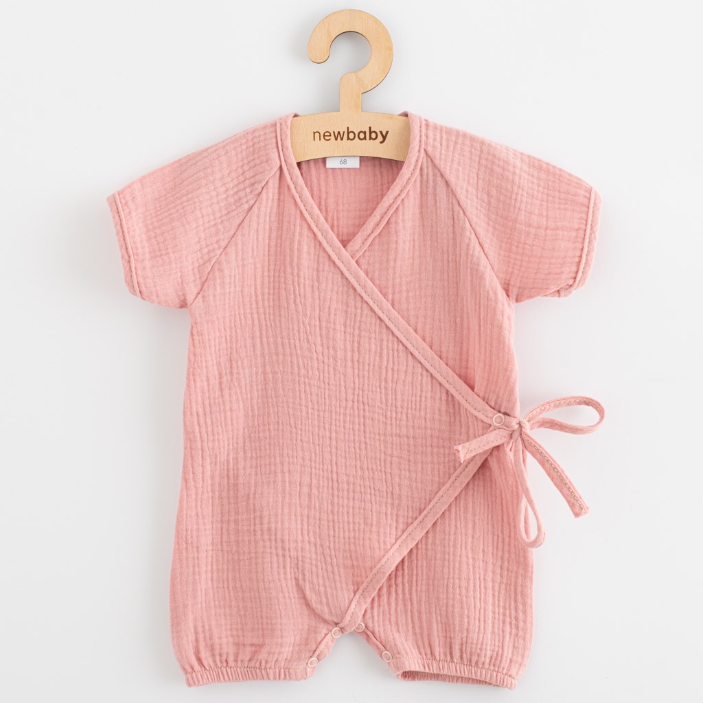 Dojčenský letný mušelínový overal New Baby pink 80 (9-12m)