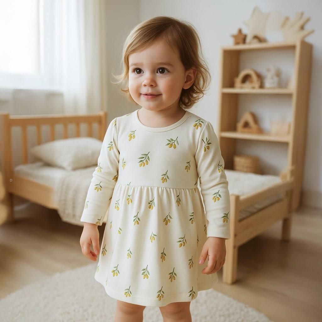 Dojčenské šaty z organickej bavlny s dlhým rukávom New Baby Olivy 80 (9-12m)