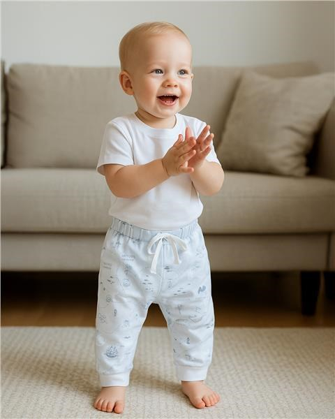 Detské bavlnené nohavice Jogger New Baby For Babies ocean 80 (9-12m)