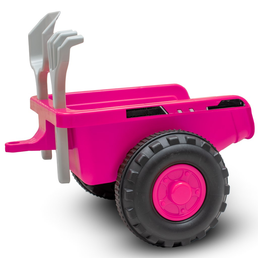 Dětské odrážedlo traktor s vlečkou a náradim Baby Mix Benny ružový