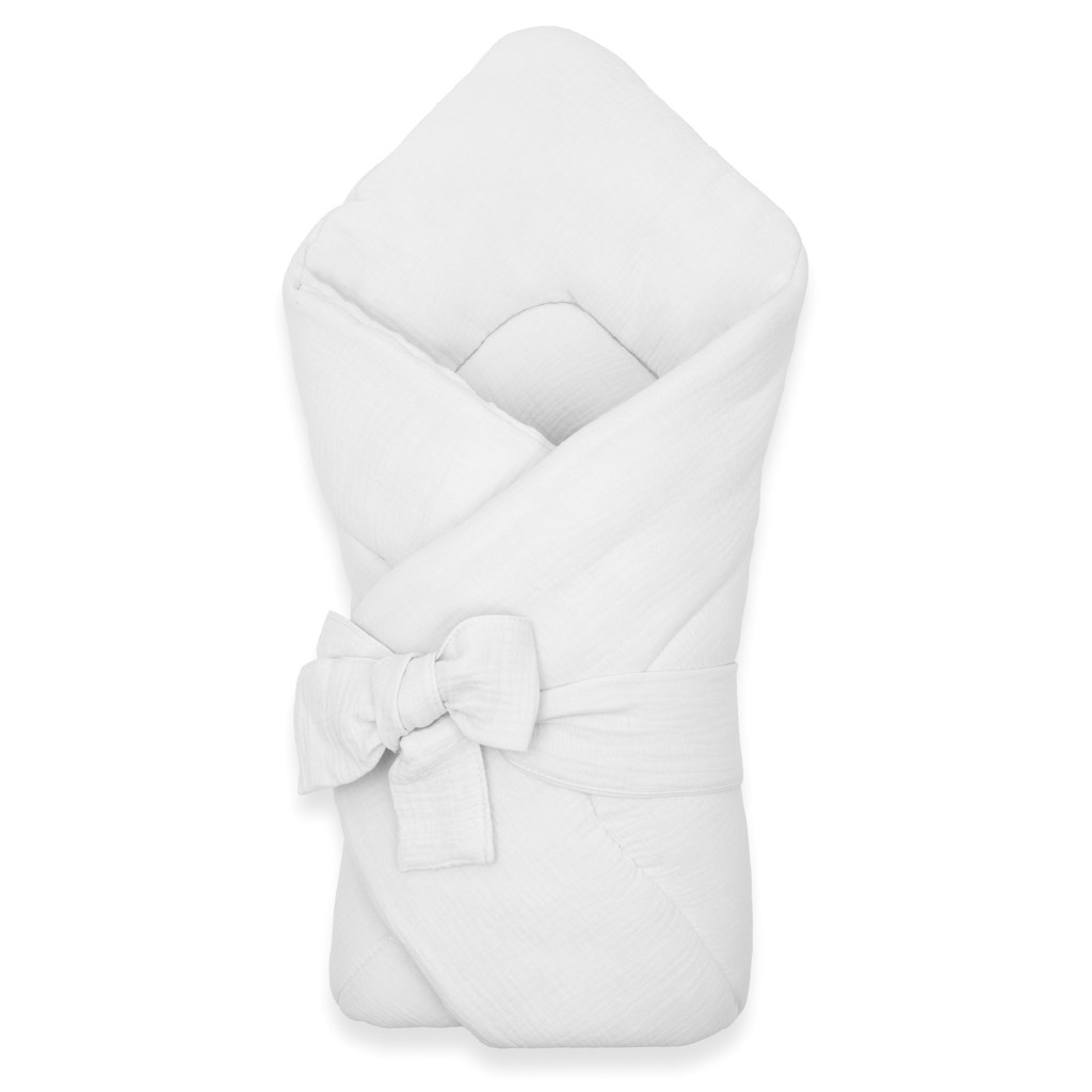 Mušelínová šnurovacia zavinovačka New Baby white
