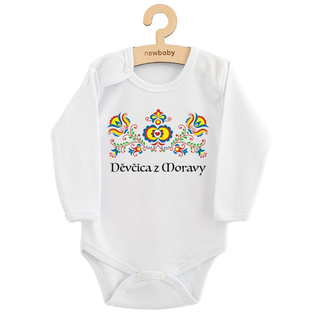 Detské body s potlačou New Baby Ľudový vzor Děvčica z Moravy 68 (4-6m)