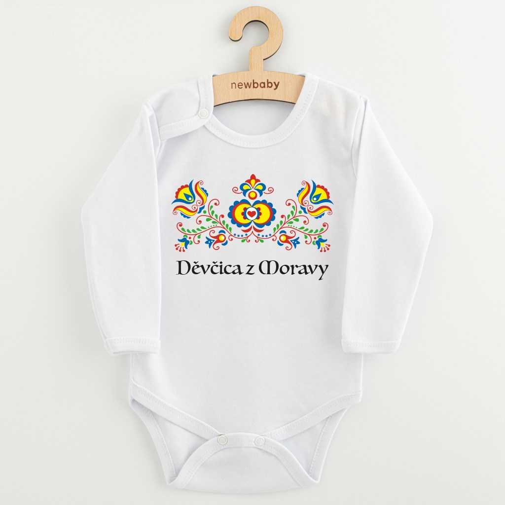 Detské body s potlačou New Baby Ľudový vzor Děvčica z Moravy 68 (4-6m)