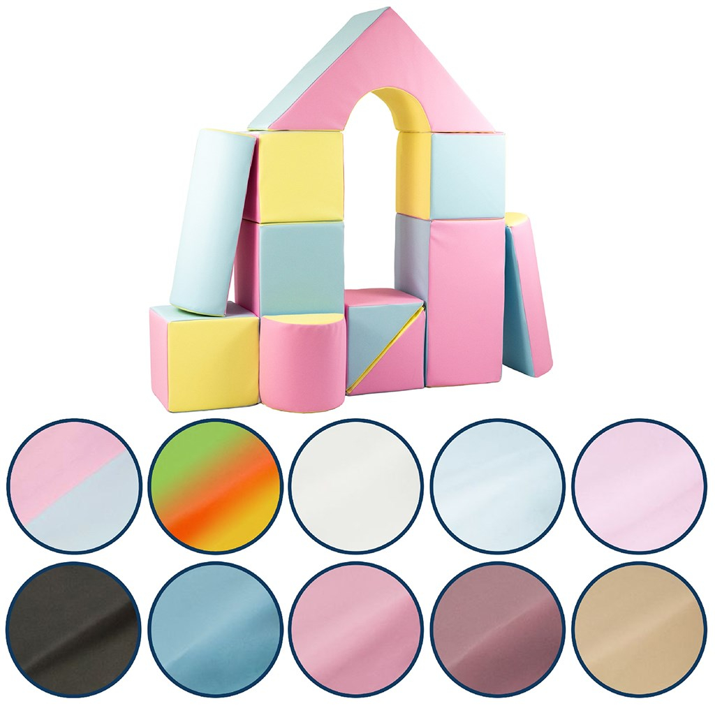 Vell Penové kocky-obria stavebnica 11 ks pink-blue-yellow (pastel)