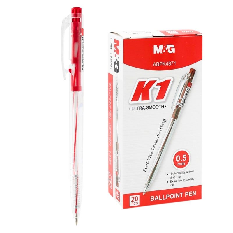 JuniorPapier Pero guľôčkové M&G K1 0,5 mm - červená náplň