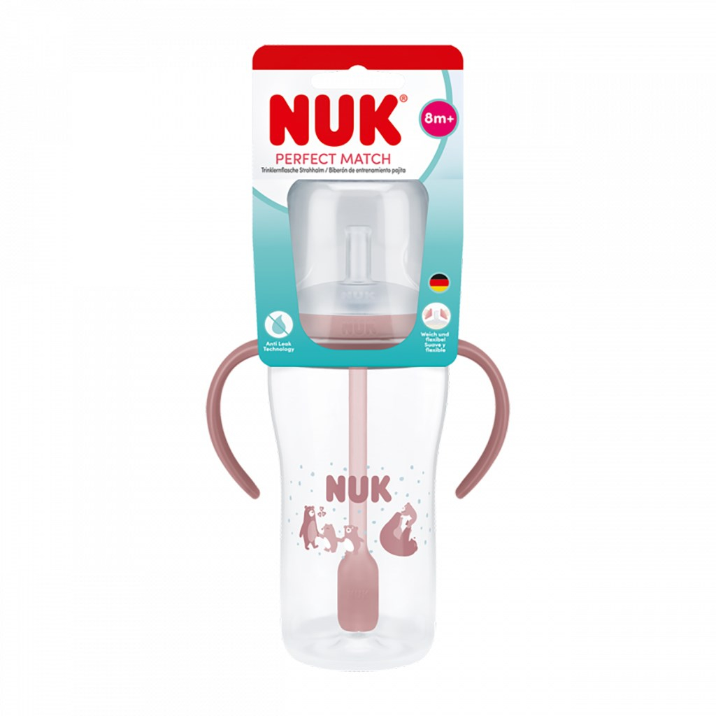 Kojenecká fľaša NUK Perfect Match na učenie so slamkou BEAR 260 ml