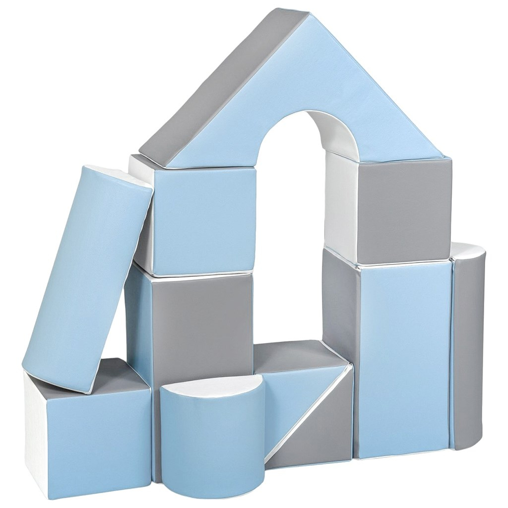 Vell Penové kocky-obria stavebnica 11 ks white-baby blue-grey