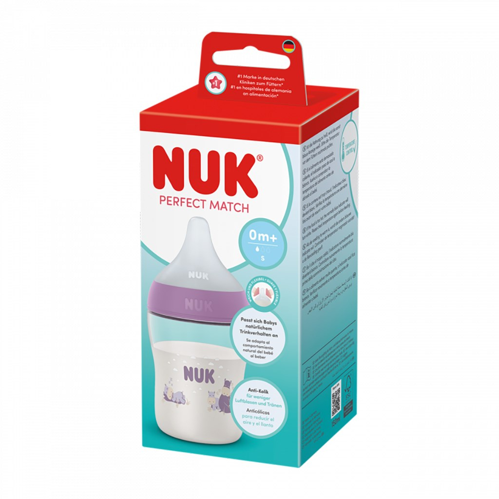 Dojčenská fľaša NUK Perfect Match Temperature Control 150 ml Hippo