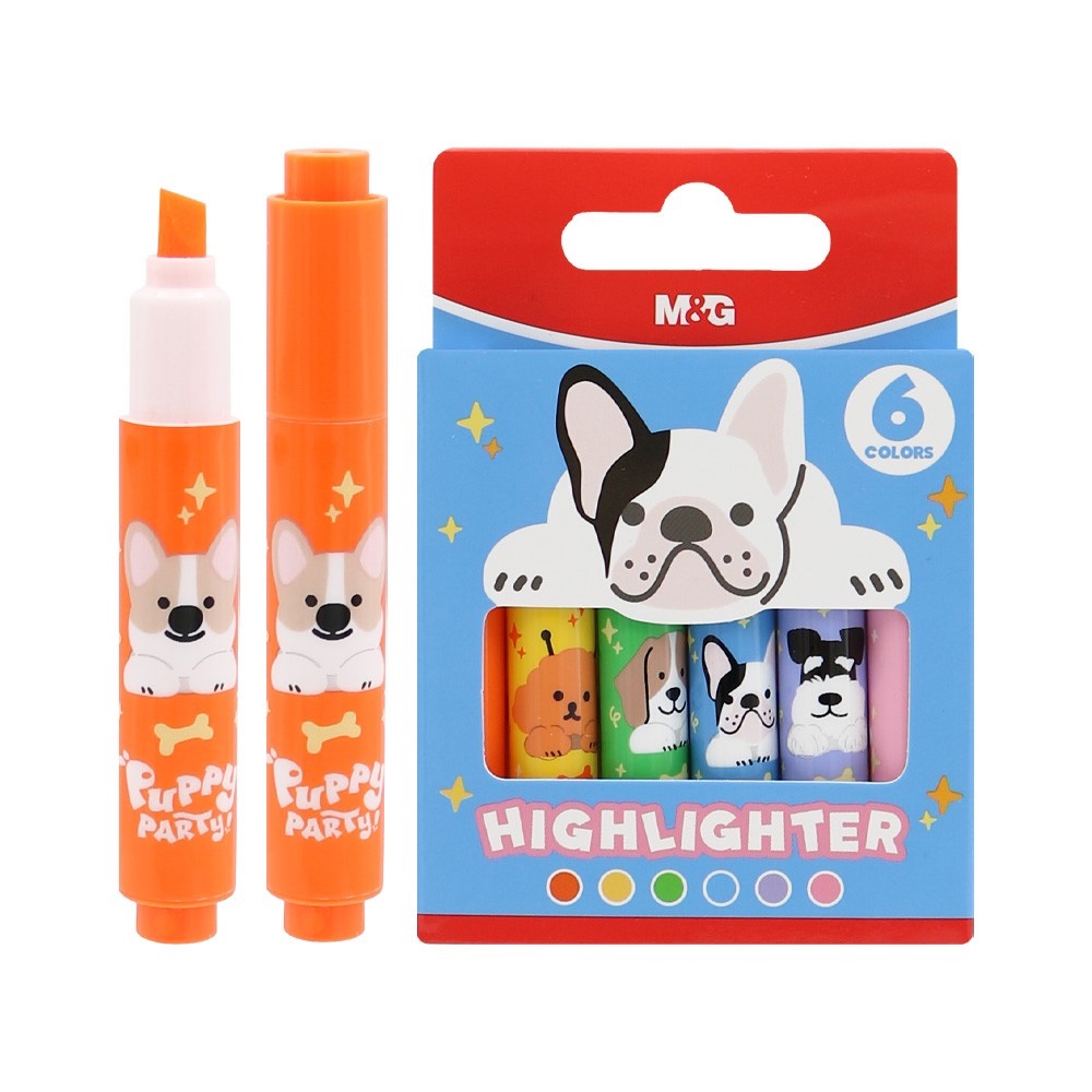 JuniorPapier Zvýrazňovač M&G Mini Puppy Party! - sada 6 ks