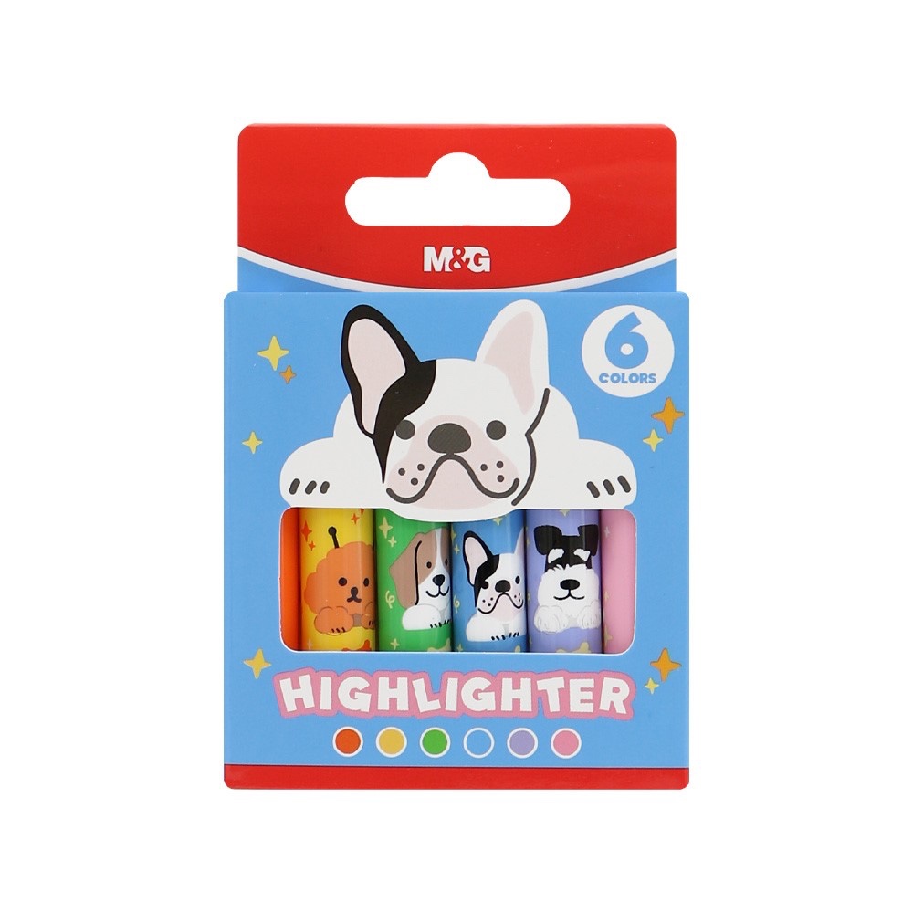 JuniorPapier Zvýrazňovač M&G Mini Puppy Party! - sada 6 ks