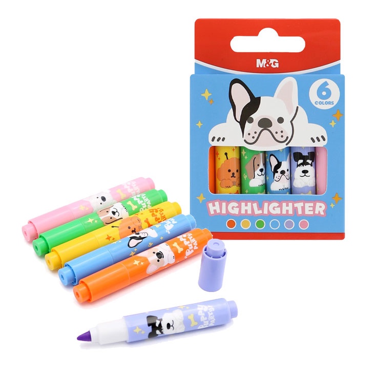 JuniorPapier Zvýrazňovač M&G Mini Puppy Party! - sada 6 ks