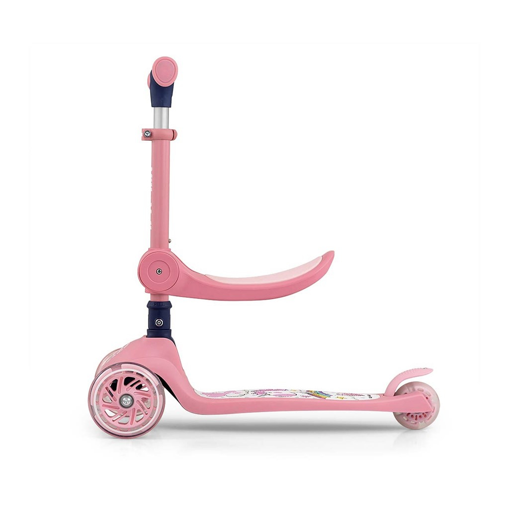 MILLY MALLY Trojkolesová balančná kolobežka-scooter so sedadlom FUZZY pre deti pink