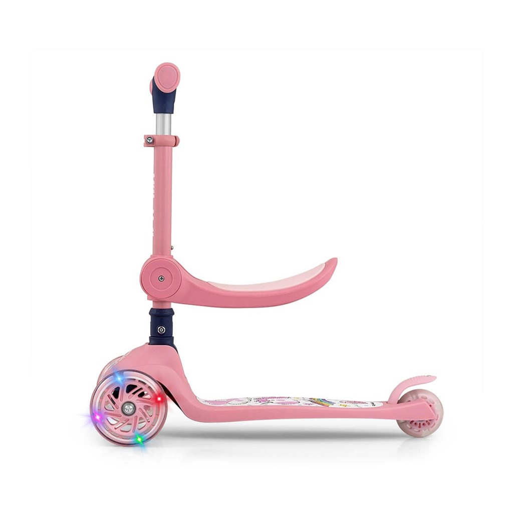 MILLY MALLY Trojkolesová balančná kolobežka-scooter so sedadlom FUZZY pre deti pink
