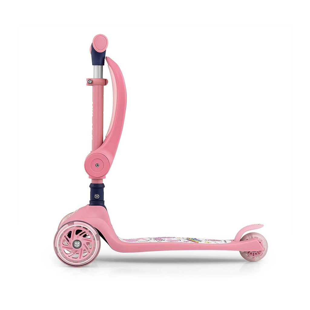 MILLY MALLY Trojkolesová balančná kolobežka-scooter so sedadlom FUZZY pre deti pink