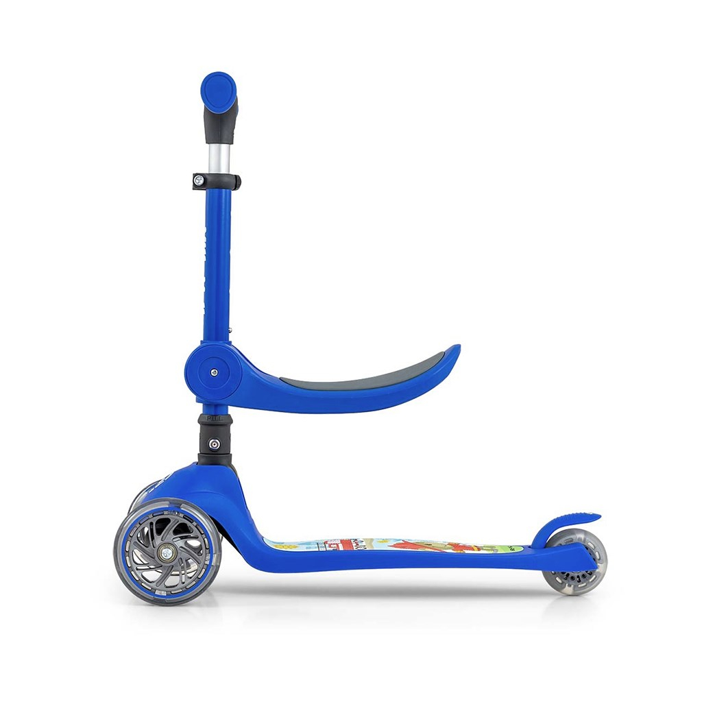 MILLY MALLY Trojkolesová balančná kolobežka-scooter so sedadlom FUZZY pre deti blue