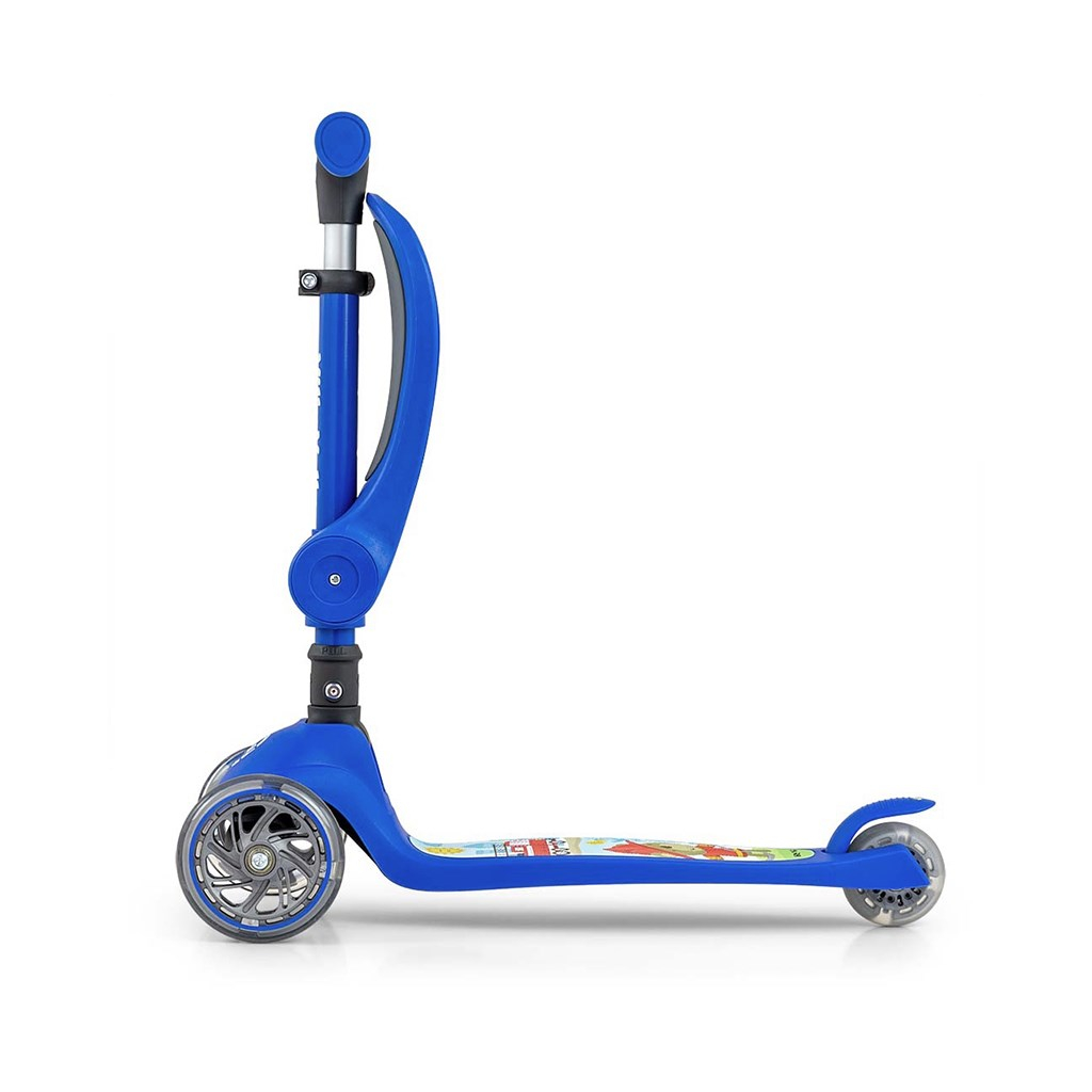 MILLY MALLY Trojkolesová balančná kolobežka-scooter so sedadlom FUZZY pre deti blue