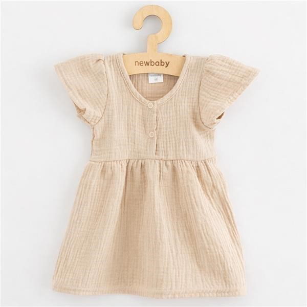 Dojčenské mušelínové šaty New Baby beige 68 (4-6m)