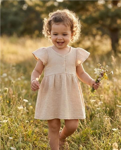 Dojčenské mušelínové šaty New Baby beige 80 (9-12m)