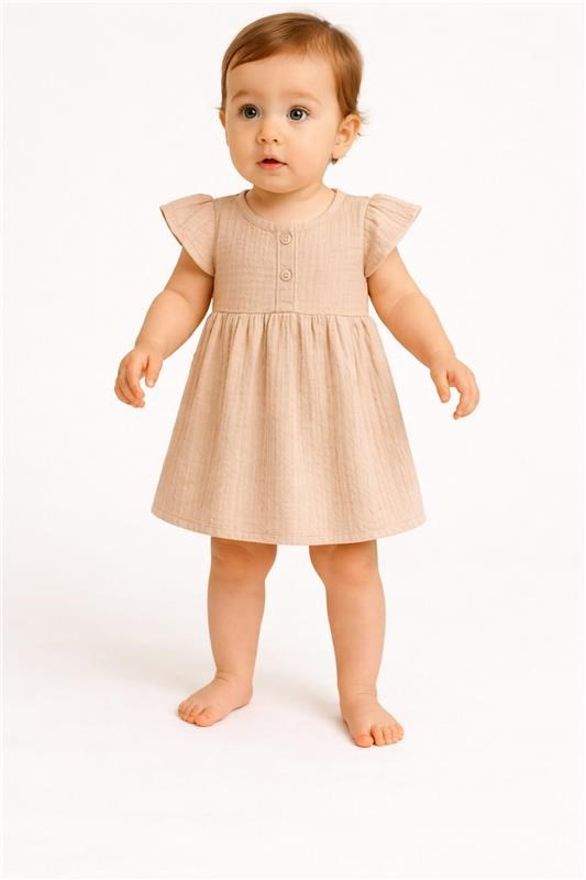 Dojčenské mušelínové šaty New Baby beige 86 (12-18m)