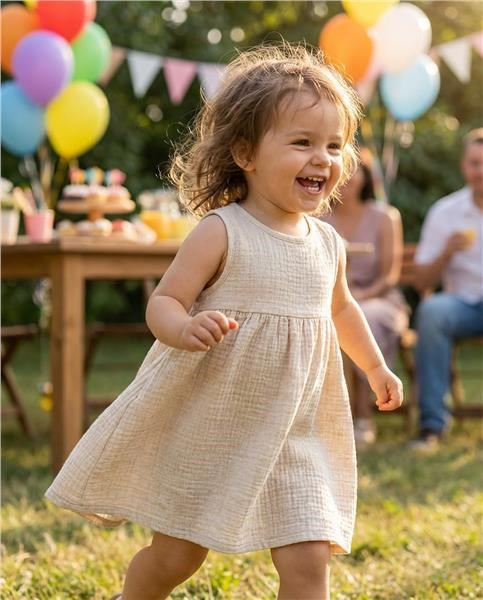 Dojčenské mušelínové šaty New Baby Ella linen 80 (9-12m)