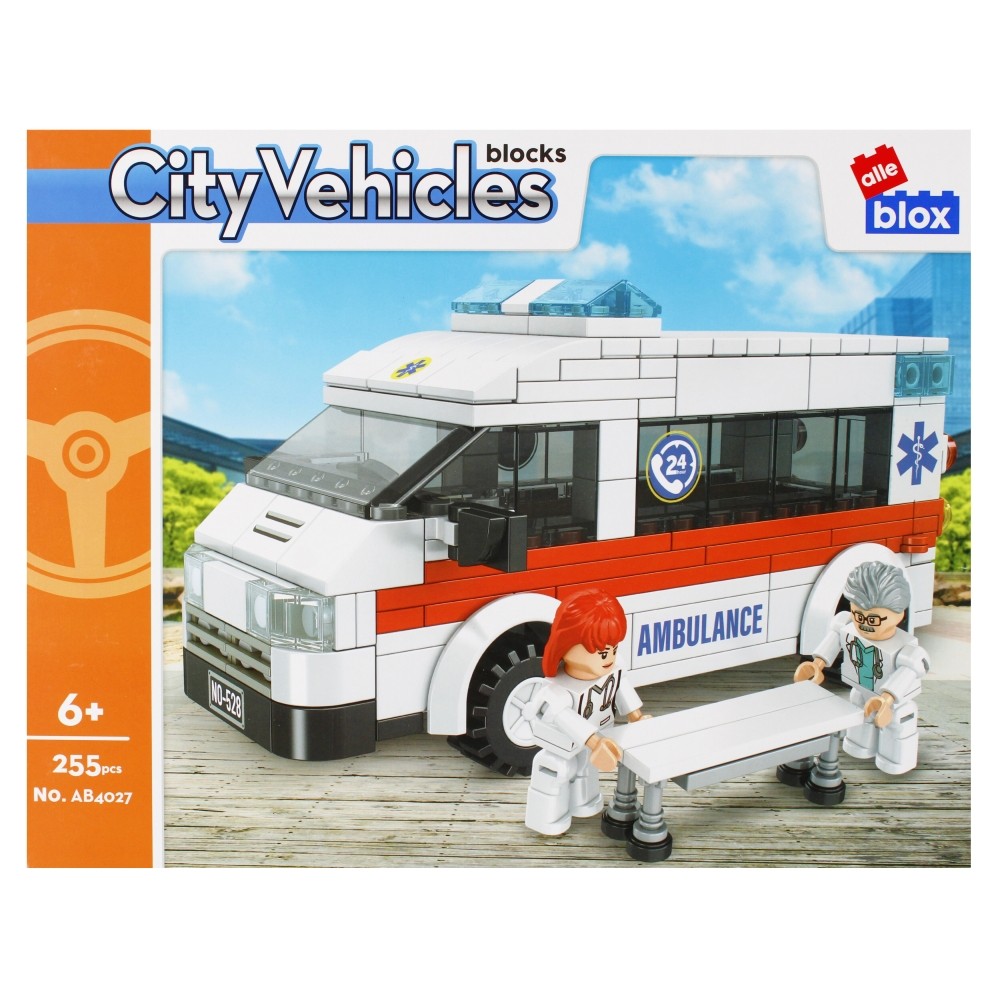 CreativeToys Stavebnica AlleBlox City ambulancia, 255 dielov s figúrkami