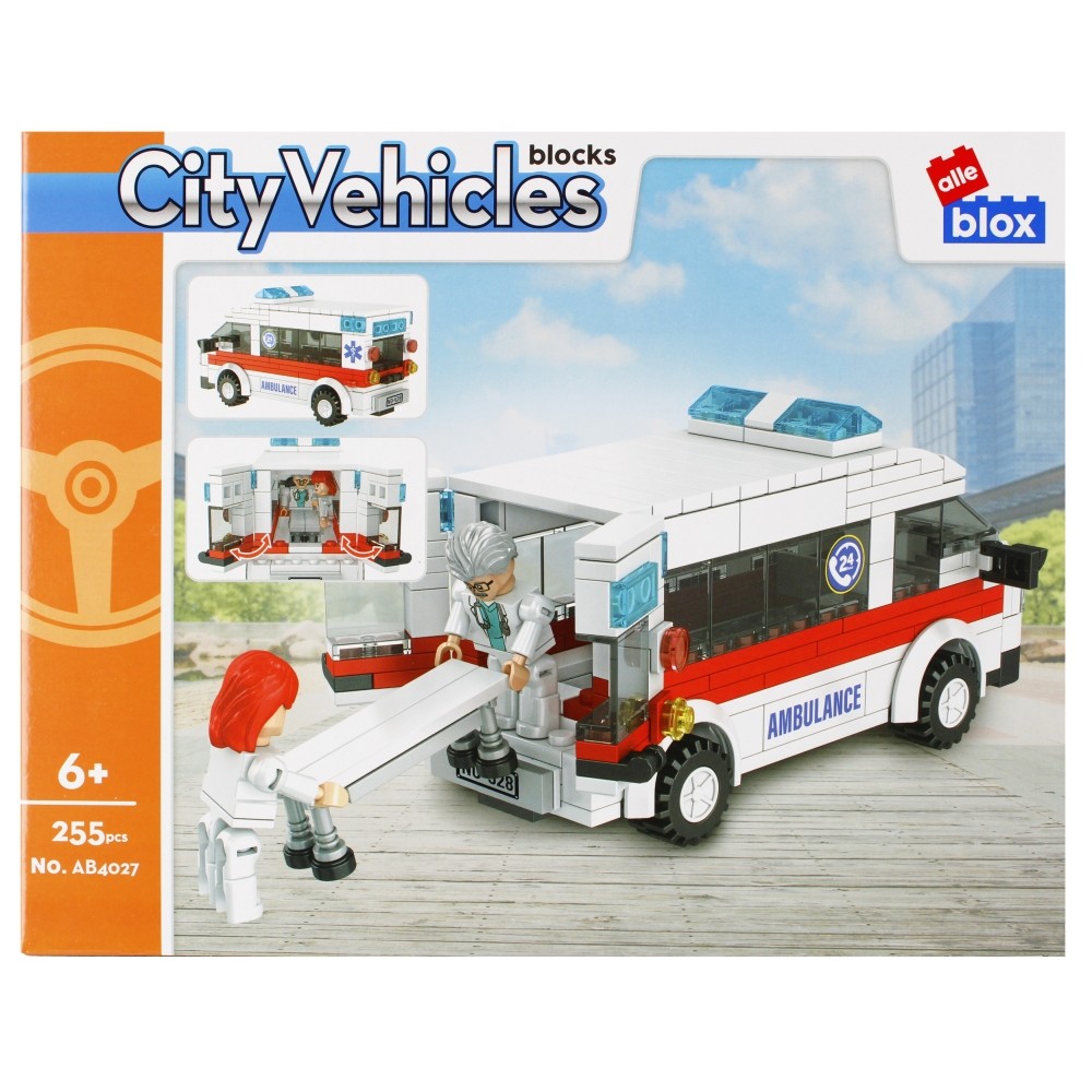CreativeToys Stavebnica AlleBlox City ambulancia, 255 dielov s figúrkami