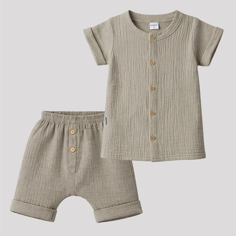 Dojčenská mušelínová košeľa s kraťasmi New Baby linen 56 (0-3m)