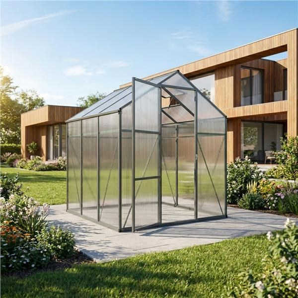 CARERO Záhradný skleník 183 × 244 cm polykarbonát, hliníkový rám