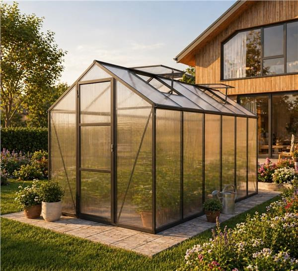 CARERO Záhradný skleník 305 × 427 cm z polykarbonátu, hliníkový rám