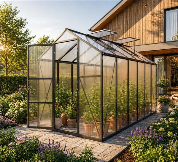 CARERO Záhradný skleník 305 × 427 cm z polykarbonátu, hliníkový rám