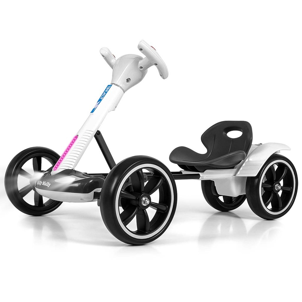 Elektrická motokára s diaľkovým ovládaním a LED efektmi GOKART BOLT Milly Mally white