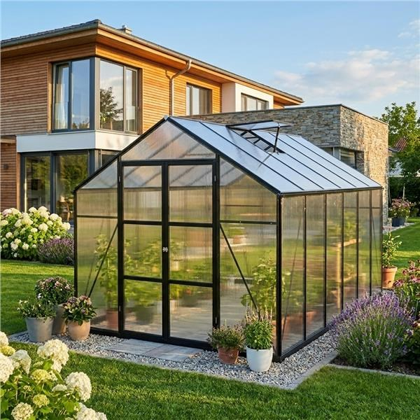 CARERO Záhradný skleník 244 × 427 cm z polykarbonátu, hliníkový rám