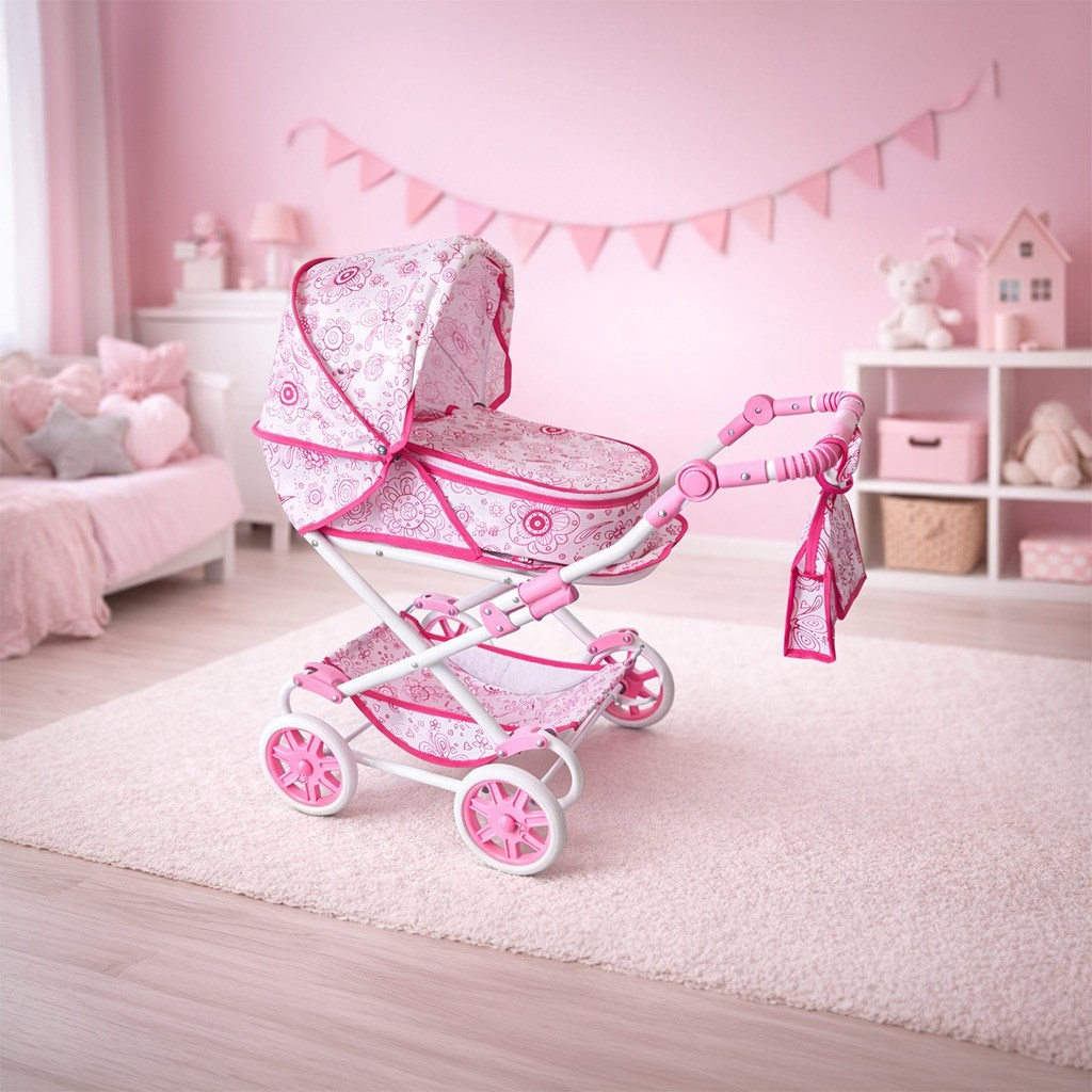 Detský kočík pre bábiky 2v1 New Baby Monika Flowers