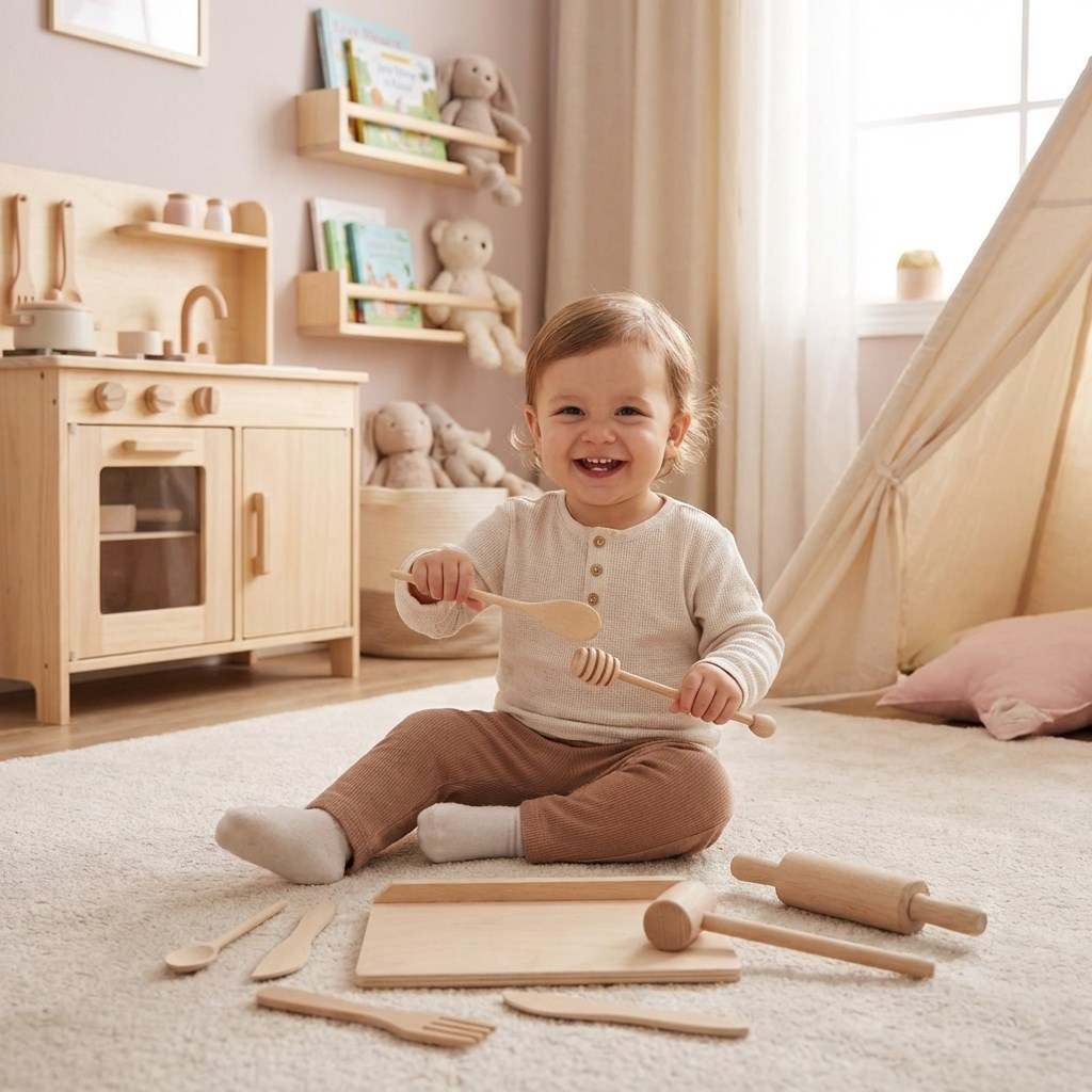 Drevená kuchynská sada pre malých šéfkuchárov Baby Mix