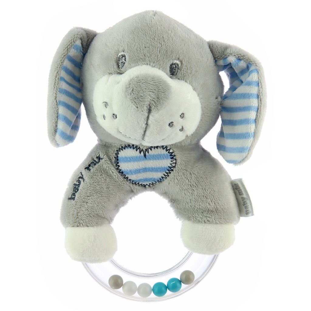 Detská plyšová hrkálka Baby Mix psík modrý