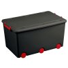 Viacúčelový box na hračky na kolieskach Tega grafitovo-červený