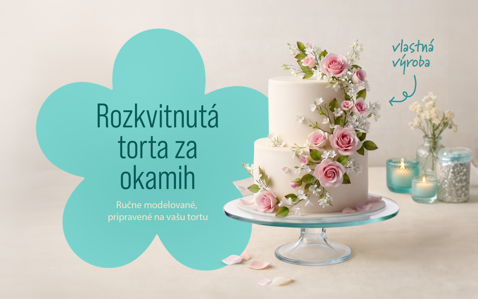 Ručne vyrábané kvetinové ozdoby na torty