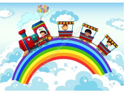train and rainbow vector