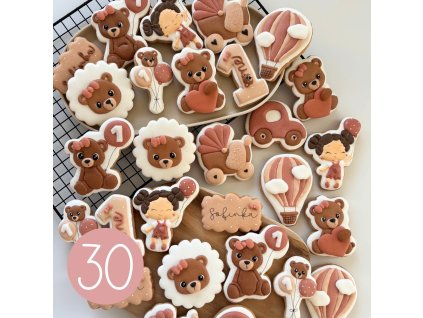 Set Medvědí holčička, střední oslava 30 ks