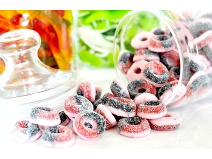 Želatinové kyselé oválky s příchutí černý rybíz  1Kg